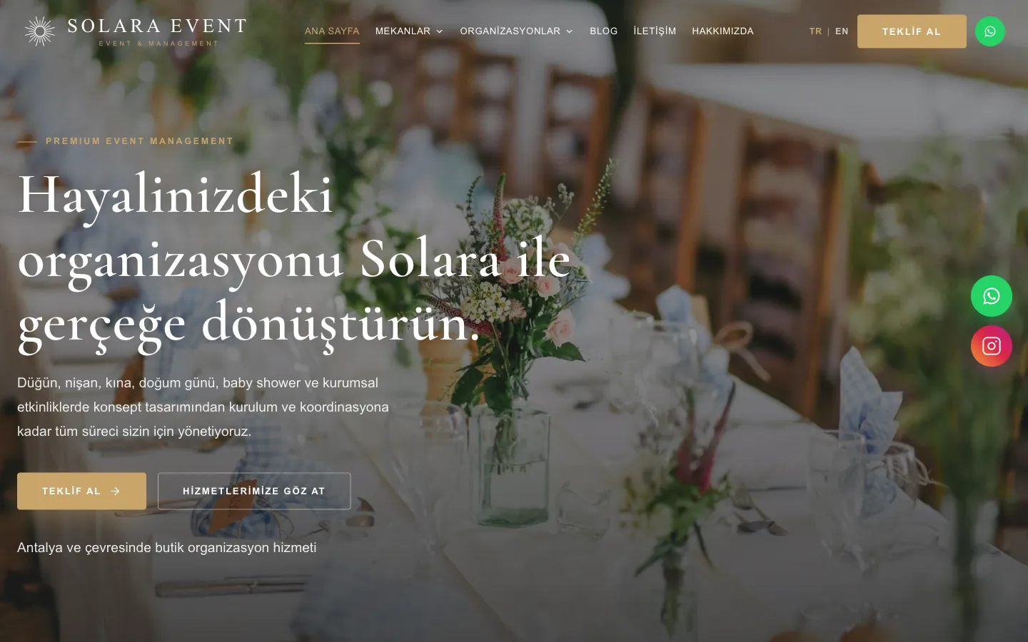 Solara Event ana sayfası
